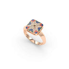 585 Gold Ukrainian Star Enamel Ring - Red & Blue - Delisa Jewelry