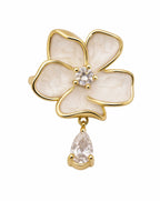  floral ring gold-plated sterling silver with enamel petals and sparkling cubic zirconia 