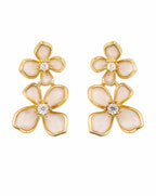  floral stud earrings in gold-plated sterling silver with enamel petals and sparkling cubic zirconia 