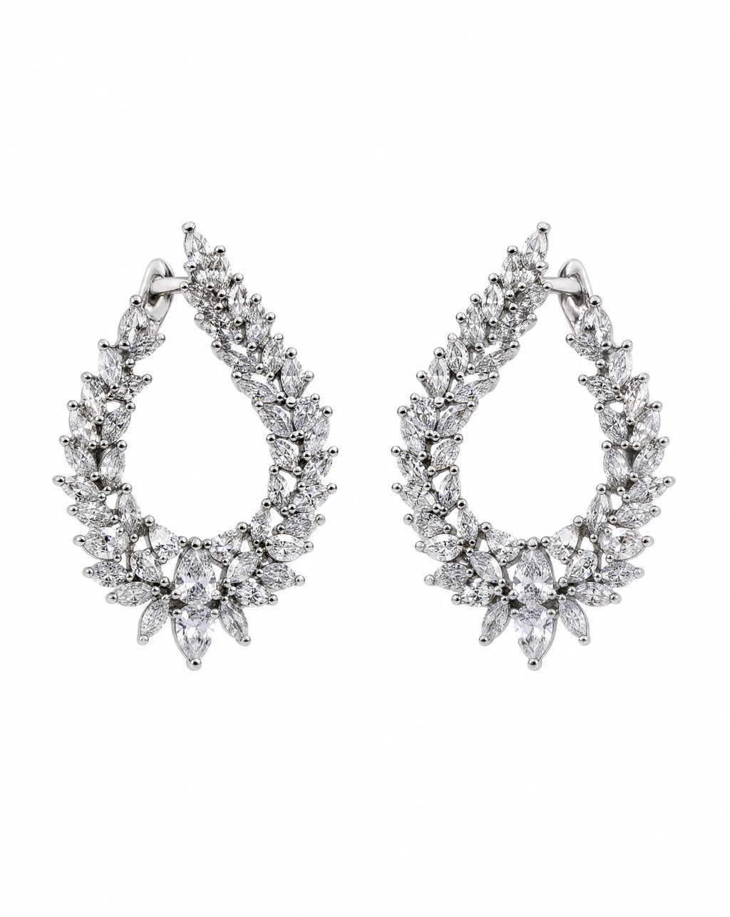 silver earrings crafted in 925 sterling silver with radiant cubic zirconia 