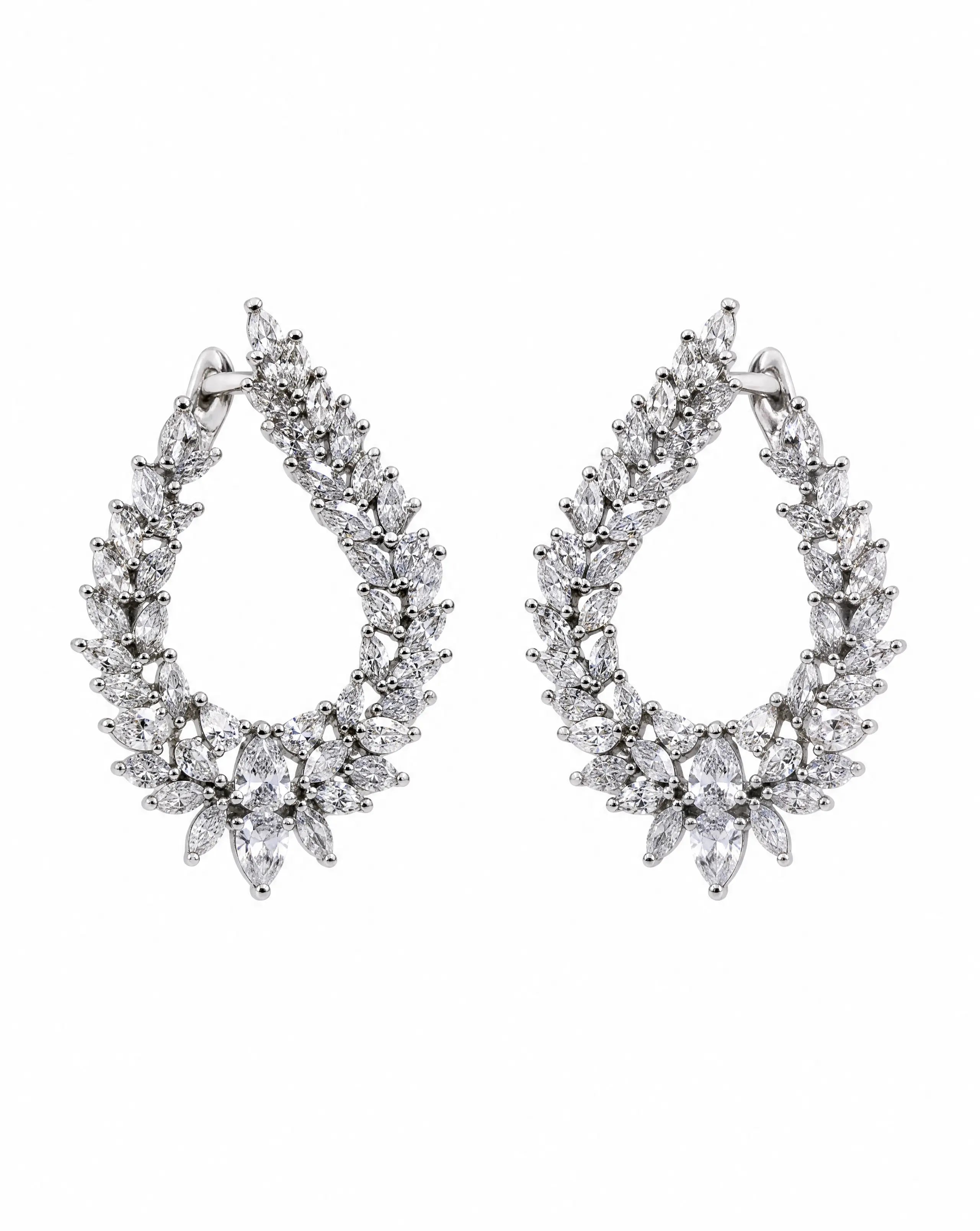 silver earrings crafted in 925 sterling silver with radiant cubic zirconia 