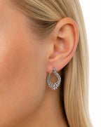 silver earrings crafted in 925 sterling silver with radiant cubic zirconia 