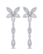 Pair of diamond earrings on a white background
