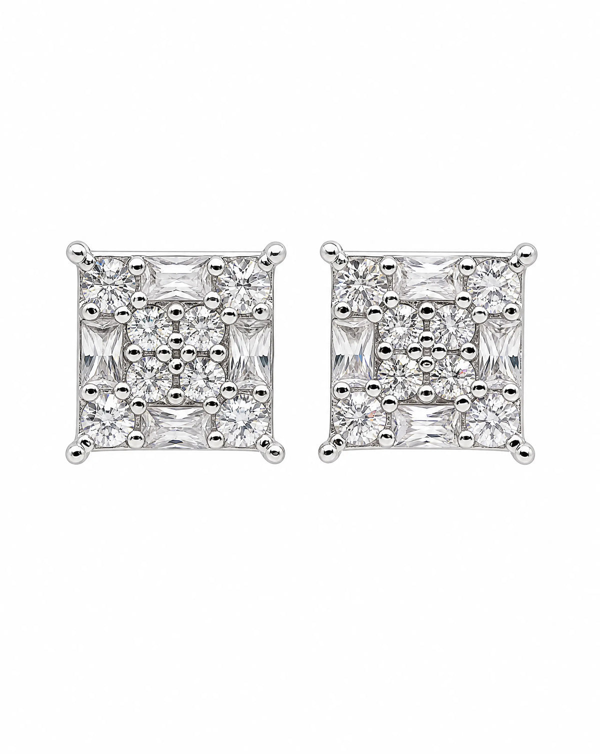Pair of diamond square stud earrings
