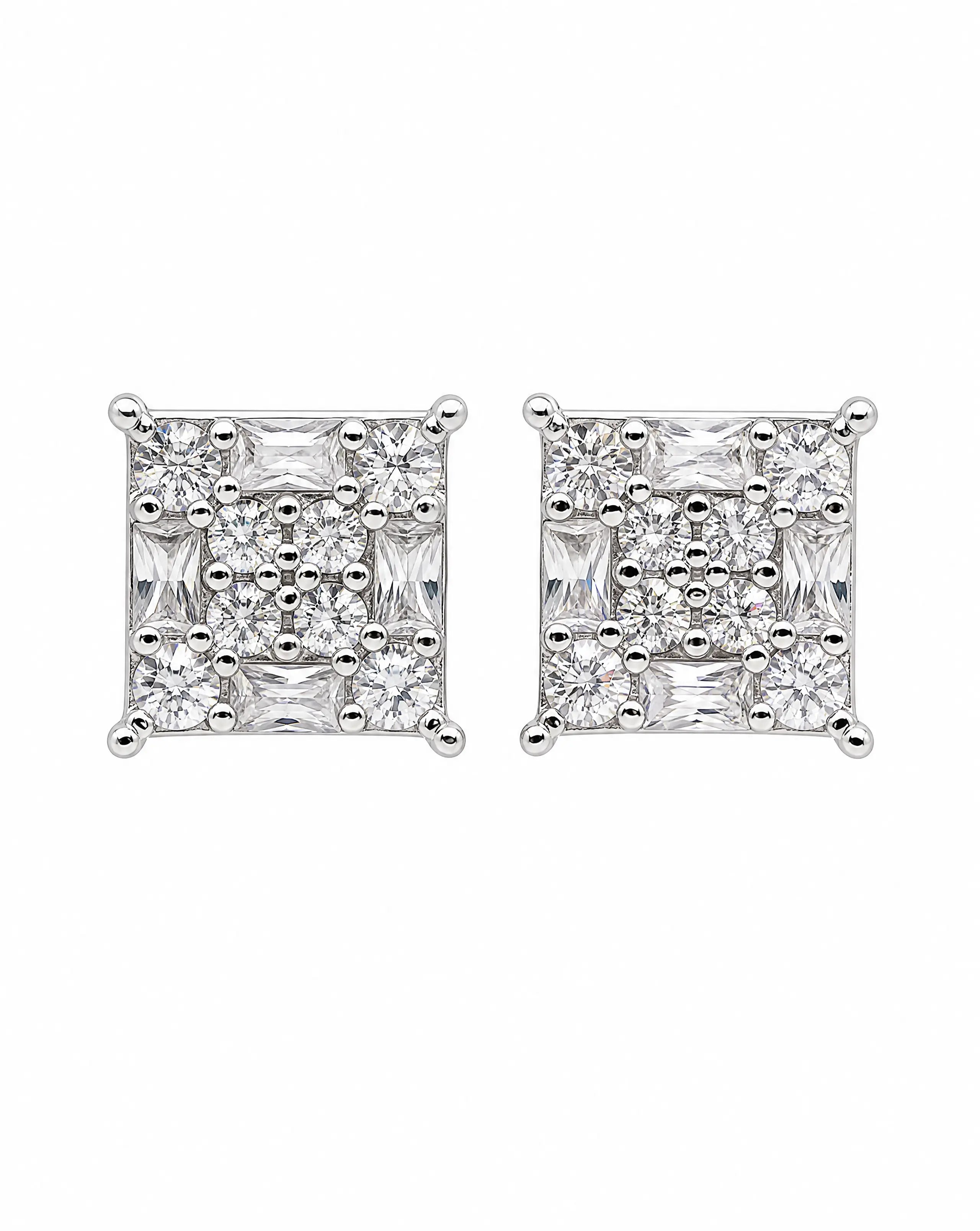 Pair of diamond square stud earrings
