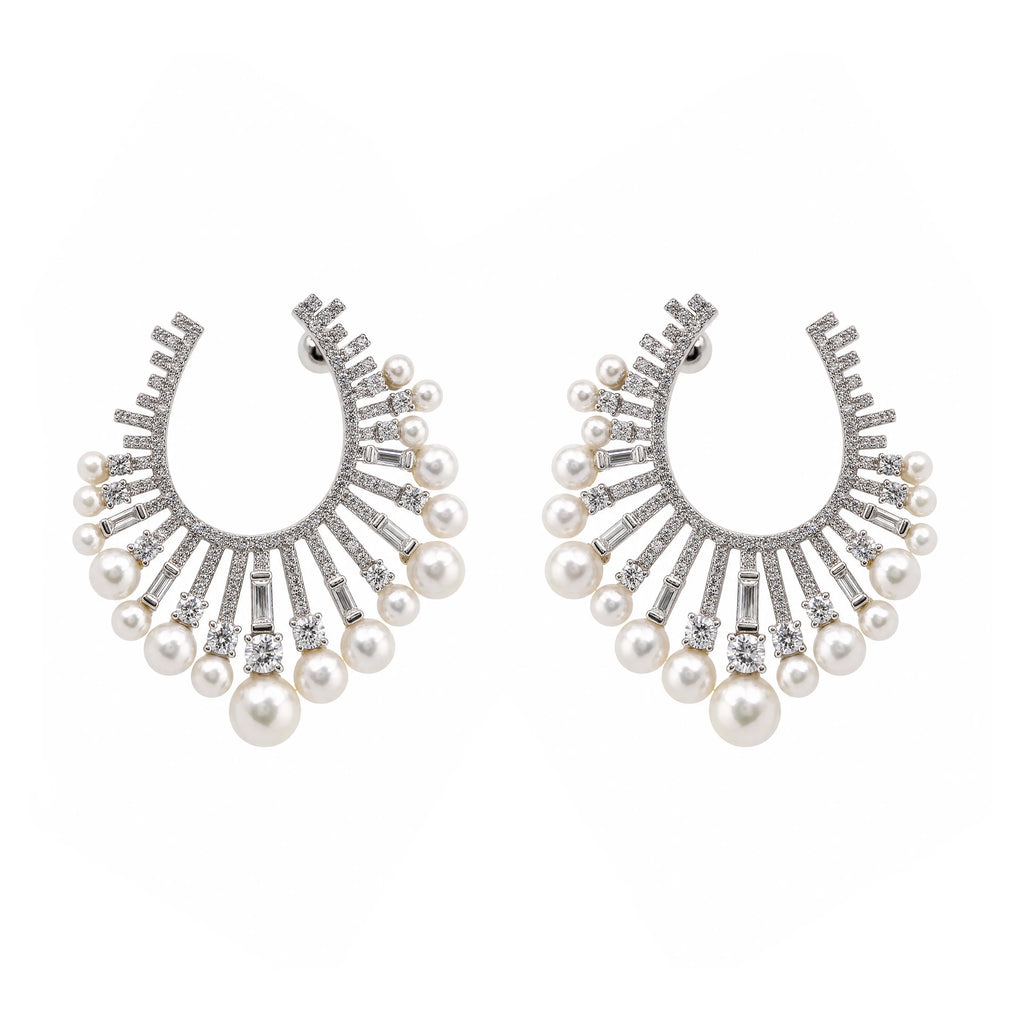 Pearl Muse Statement Halo Earrings Delisa Jewelry