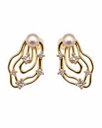 Pearl Muse Golden Pearl Wave Earrings Delisa Jewelry