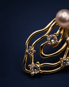 Pearl Muse Golden Pearl Wave Earrings Delisa Jewelry