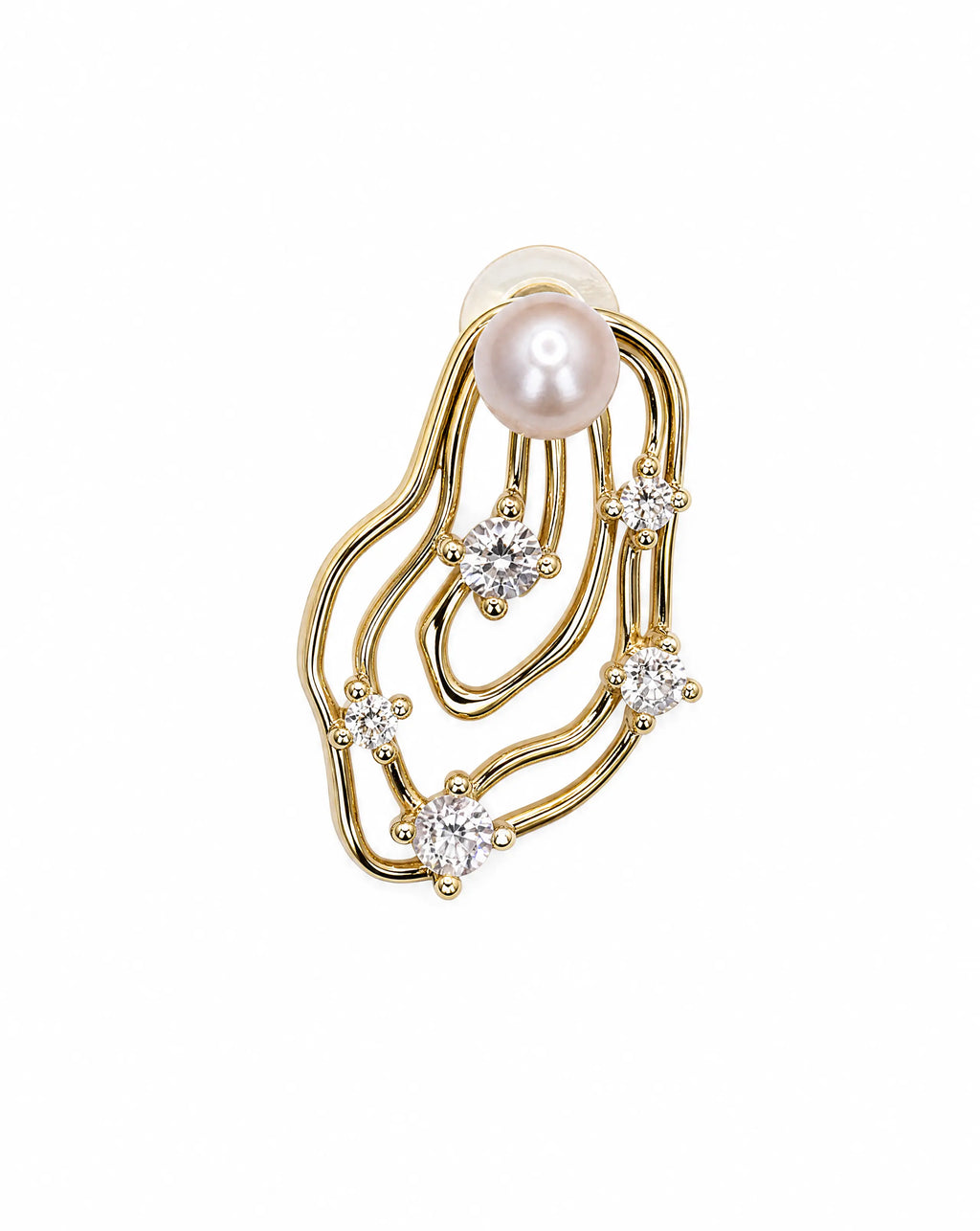 Pearl Muse Golden Pearl Wave Earrings Delisa Jewelry