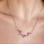 925 Silver Ukrainian Star Cross Enamel Necklace, 45 cm in Pink - Delisa Jewelry