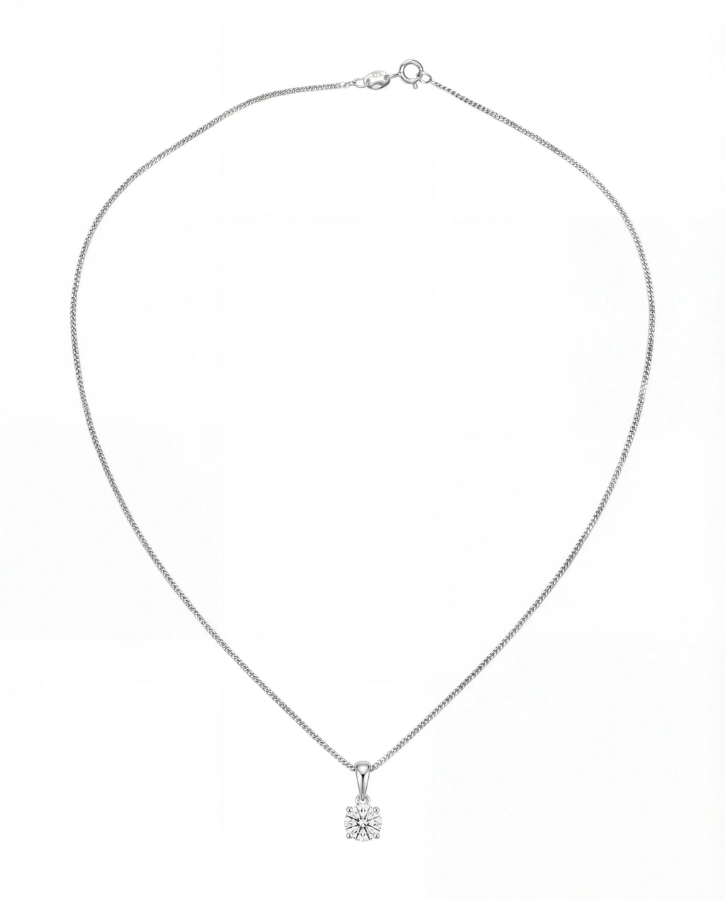925 Silver Solitaire Pendant Necklace, 40 cm - Delisa Jewelry