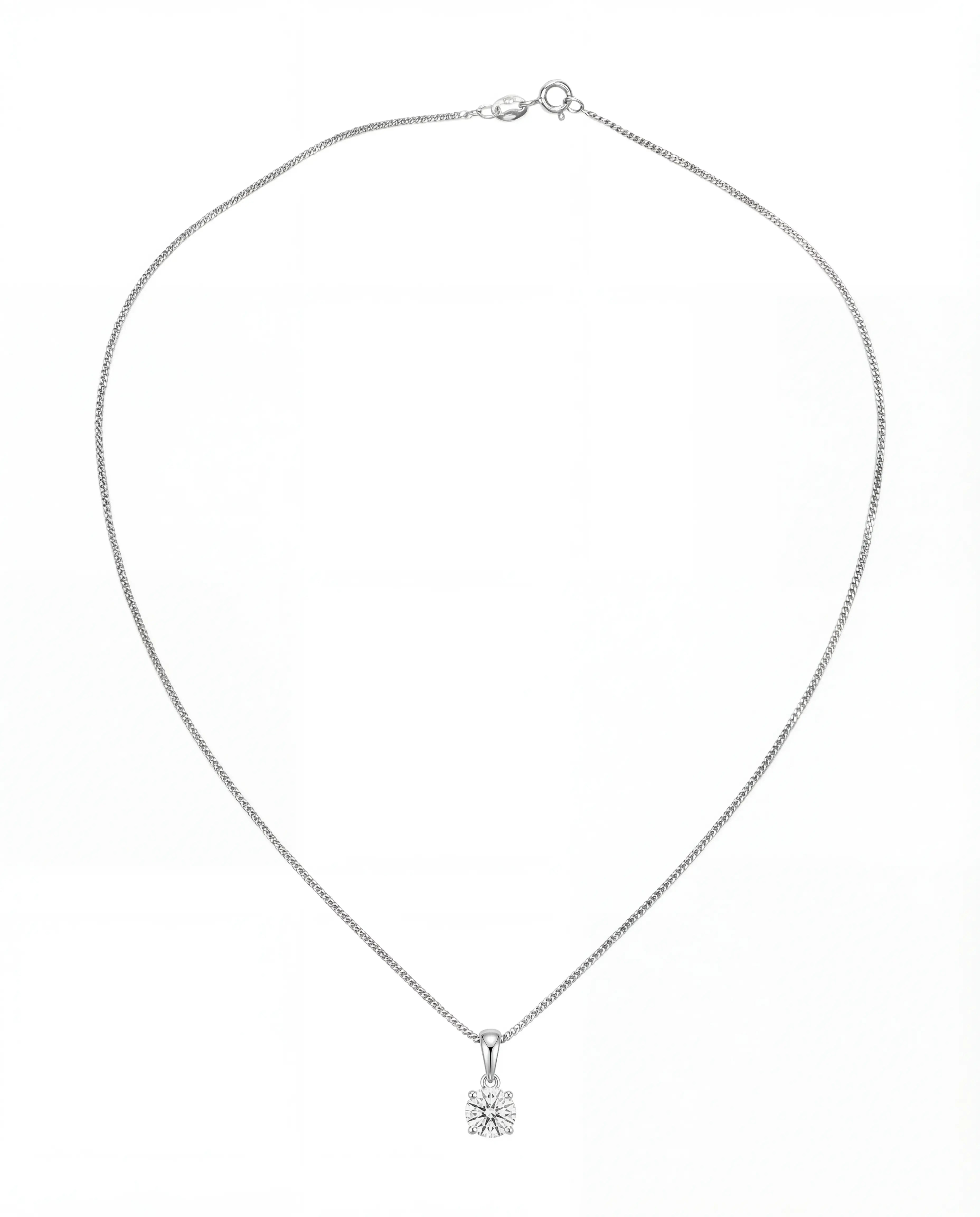 925 Silver Solitaire Pendant Necklace, 40 cm - Delisa Jewelry