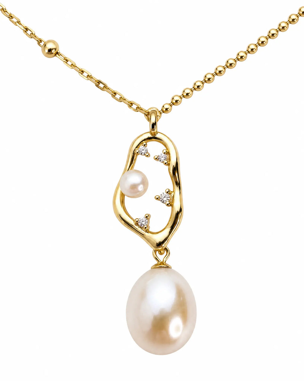 Pearl Muse Golden Drop Pearl Necklace Delisa Jewelry