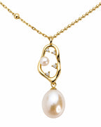 Pearl Muse Golden Drop Pearl Necklace Delisa Jewelry