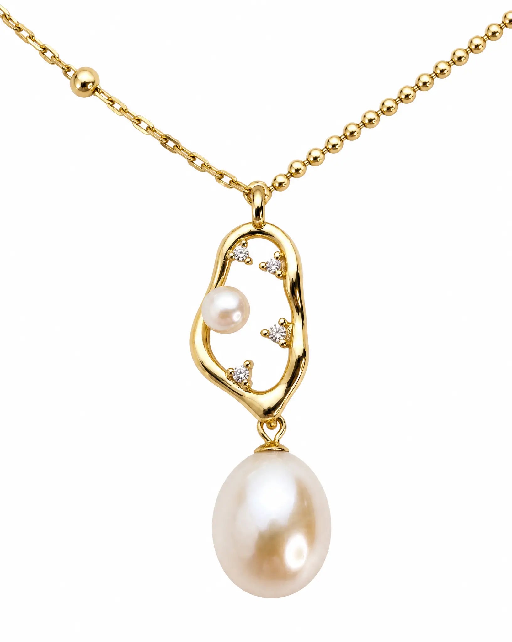 Pearl Muse Golden Drop Pearl Necklace Delisa Jewelry