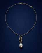 Pearl Muse Golden Drop Pearl Necklace Delisa Jewelry