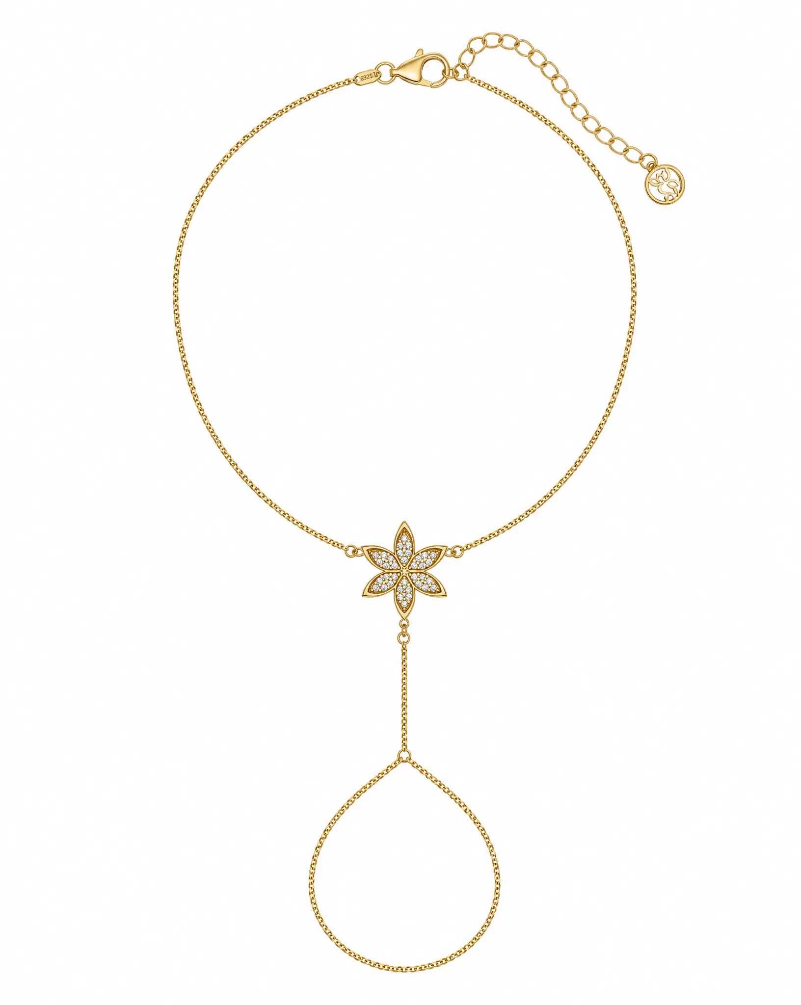 gold-plated sterling silver hand chain bracelet 