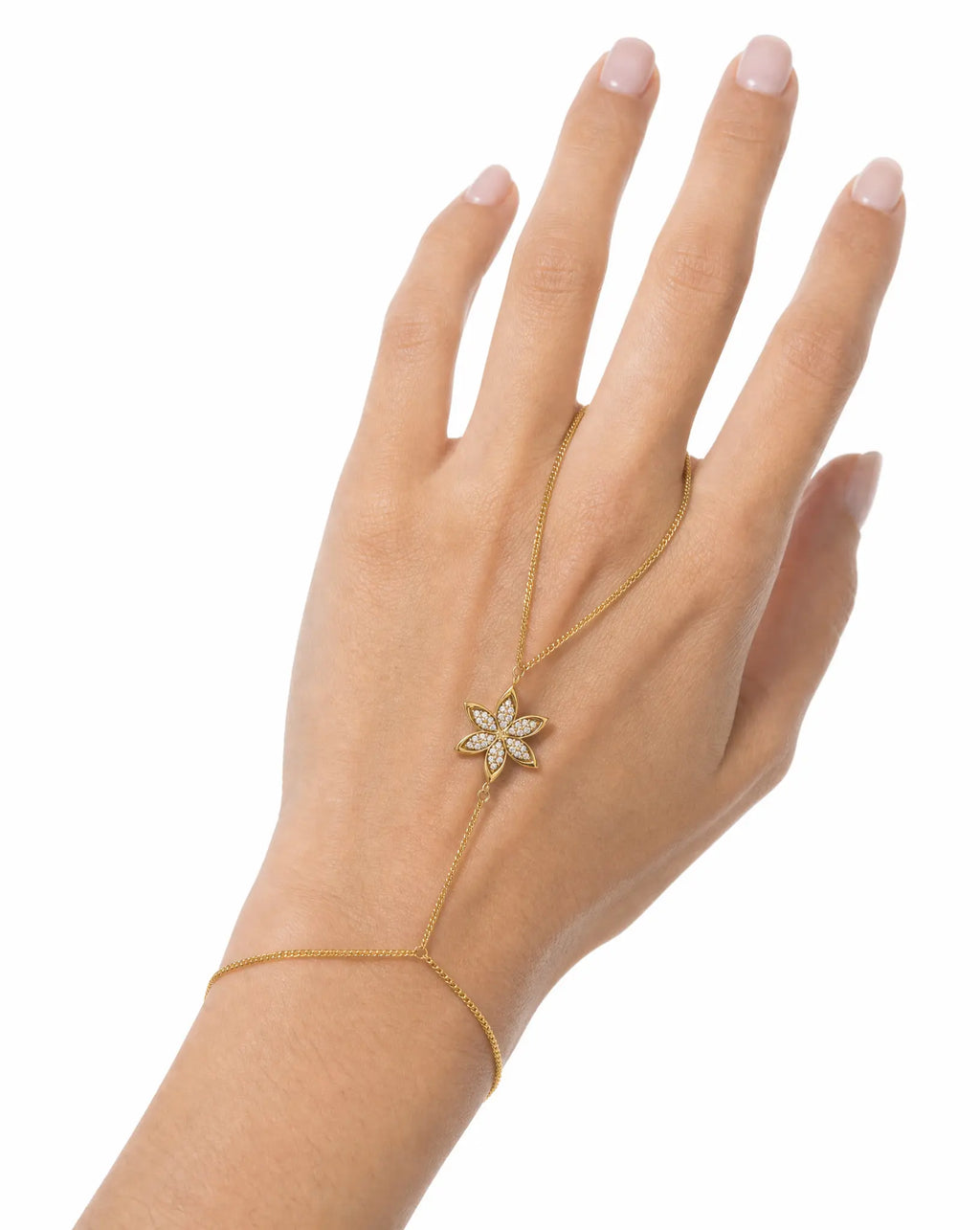 gold-plated sterling silver hand chain bracelet 
