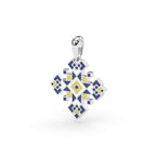585 Gold Ukrainian Cross Enamel Pendant in Bleu & Green - Delisa Jewelry
