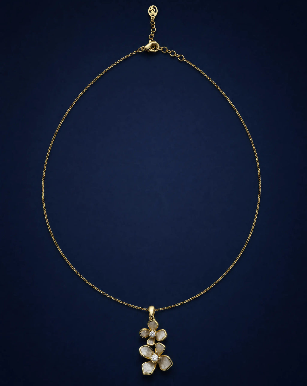 Asteria Dual Blossom Pendant Necklace Delisa Jewelry