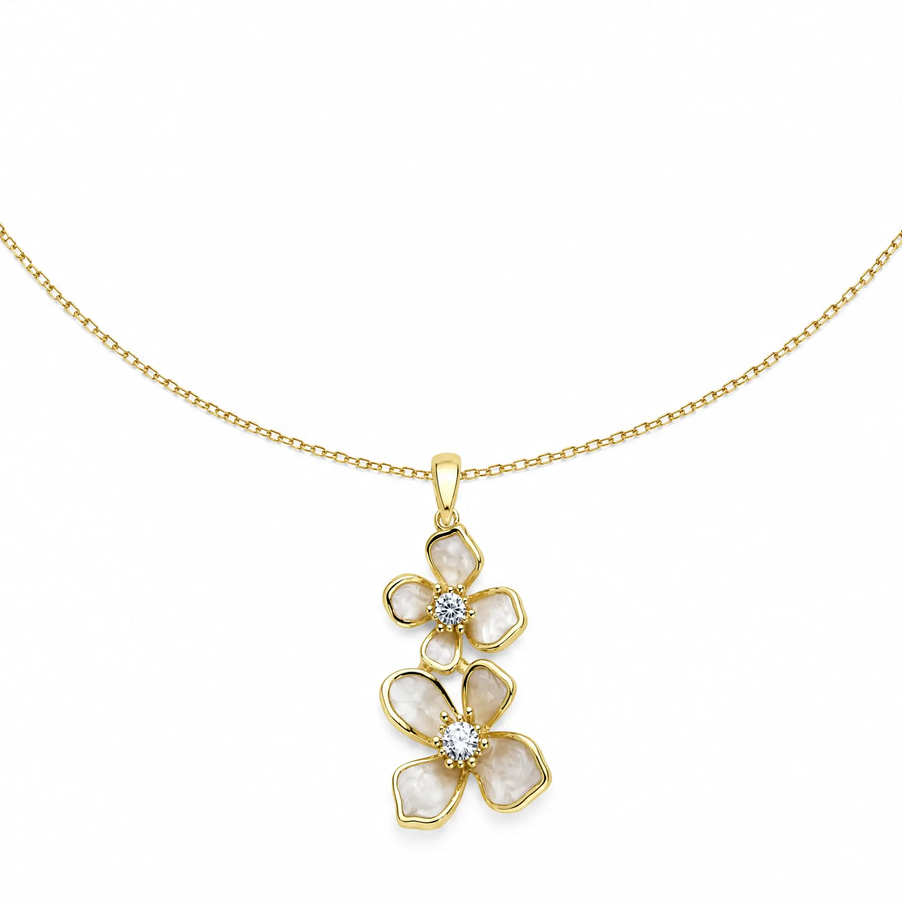 Asteria Dual Blossom Pendant Necklace