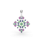 585 Gold Ukrainian Cross Enamel Pendant in Yellow & Purple - Delisa Jewelry