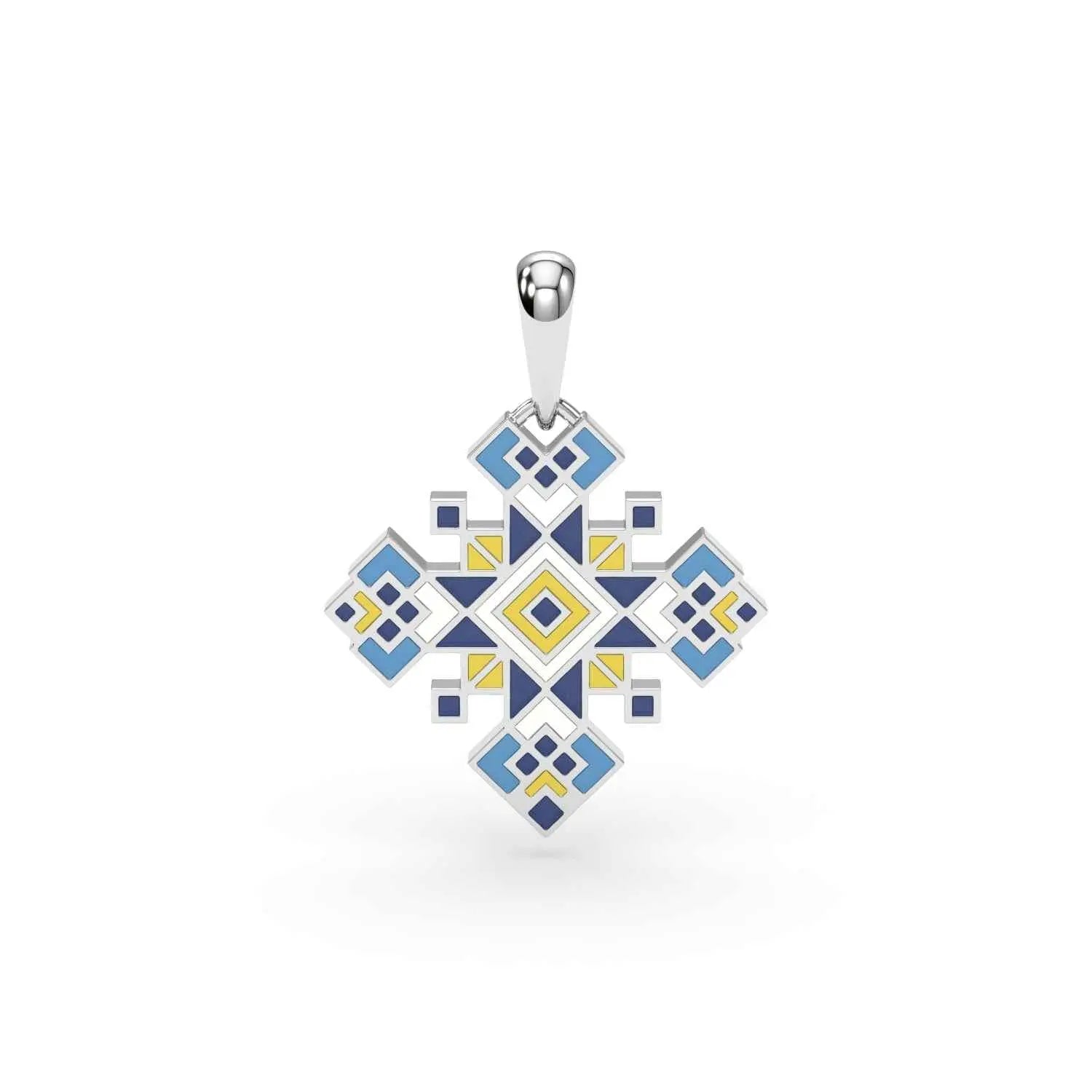 585 Gold Ukrainian Cross Enamel Pendant in Yellow & Purple - Delisa Jewelry