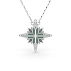 925 Silver Ukrainian Star Cross Enamel Necklace, 45 cm in Green - Delisa Jewelry