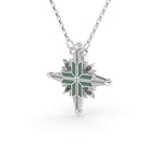 925 Silver Ukrainian Star Cross Enamel Necklace, 45 cm in Green - Delisa Jewelry
