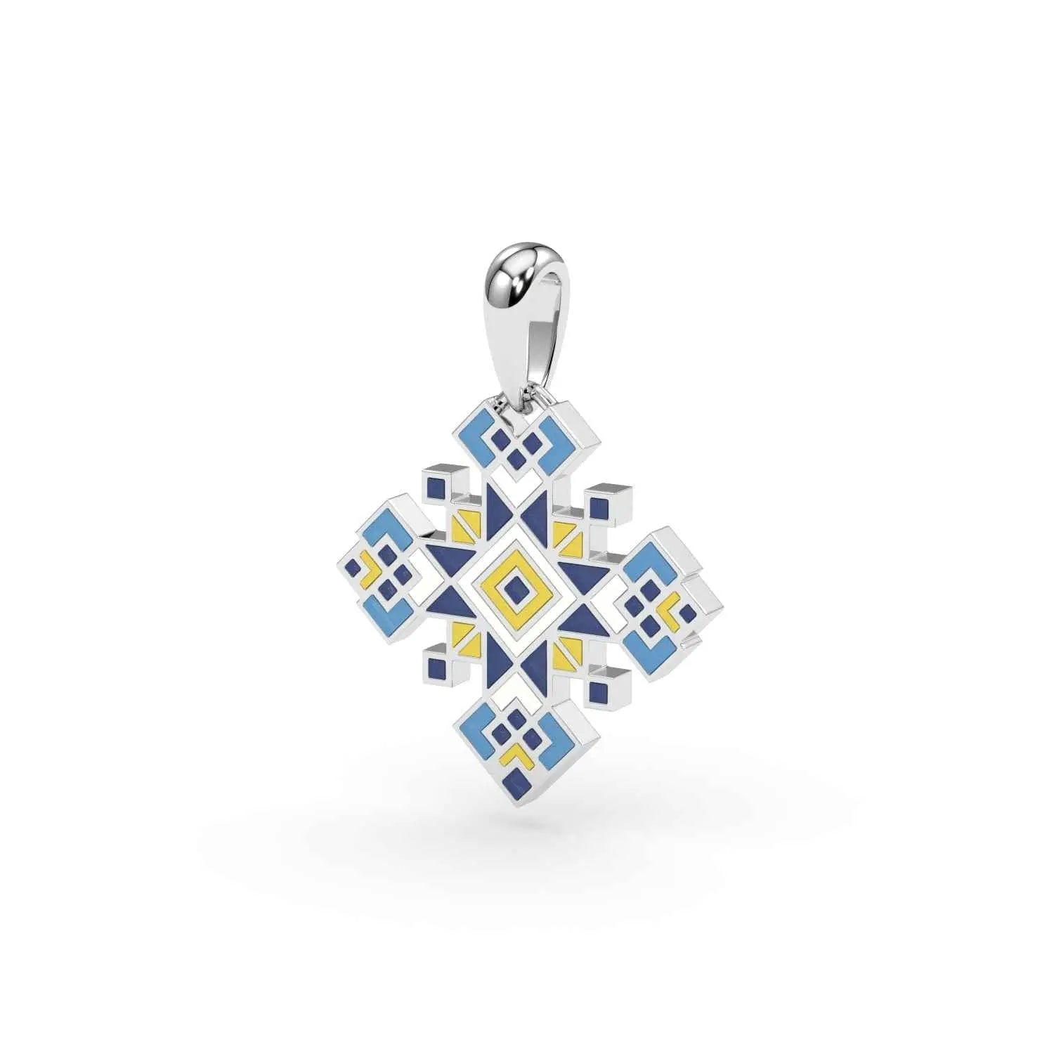 585 Gold Ukrainian Cross Enamel Pendant in Yellow & Purple - Delisa Jewelry