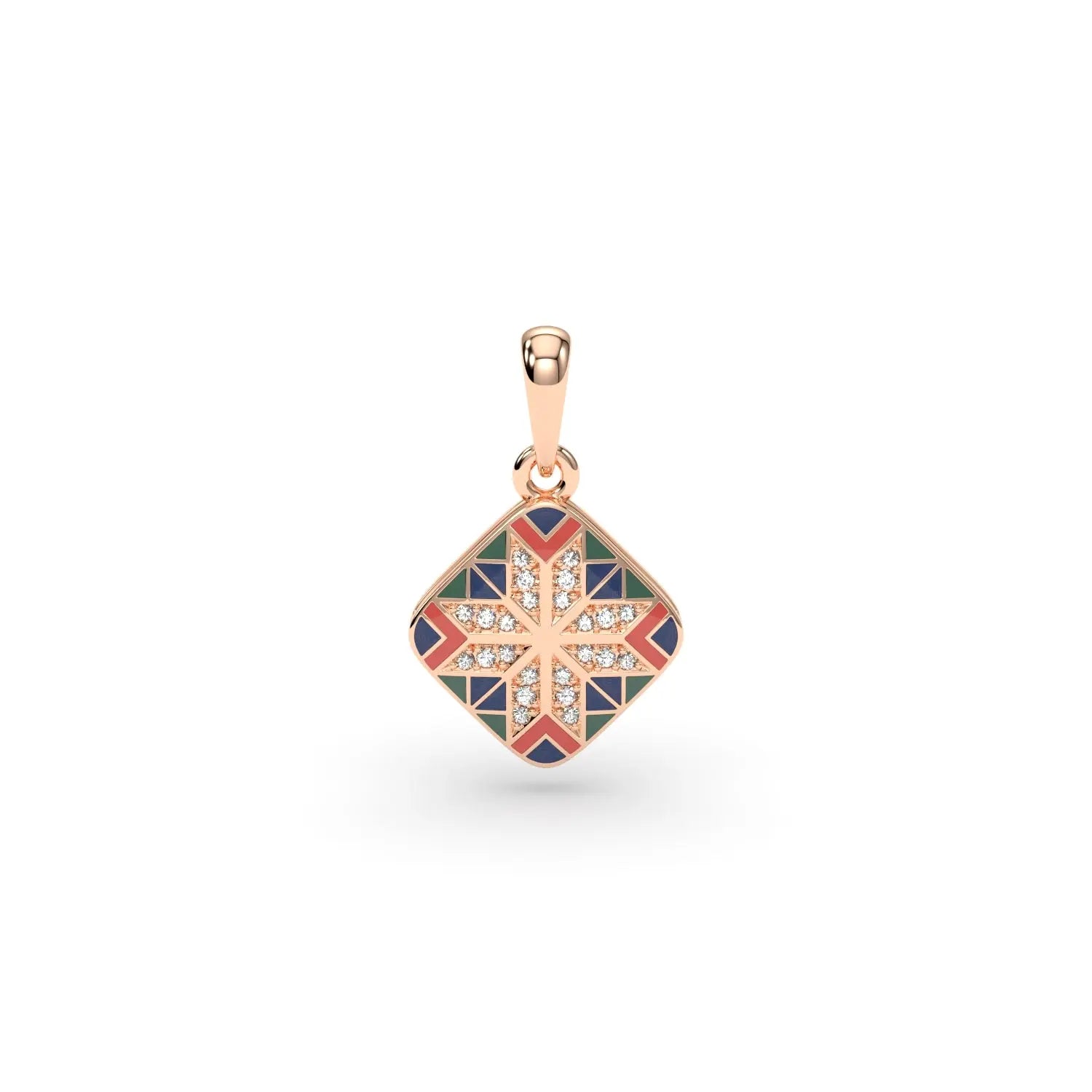 585 Gold Ukrainian Star Enamel Pendant in Red & Blue - Delisa Jewelry