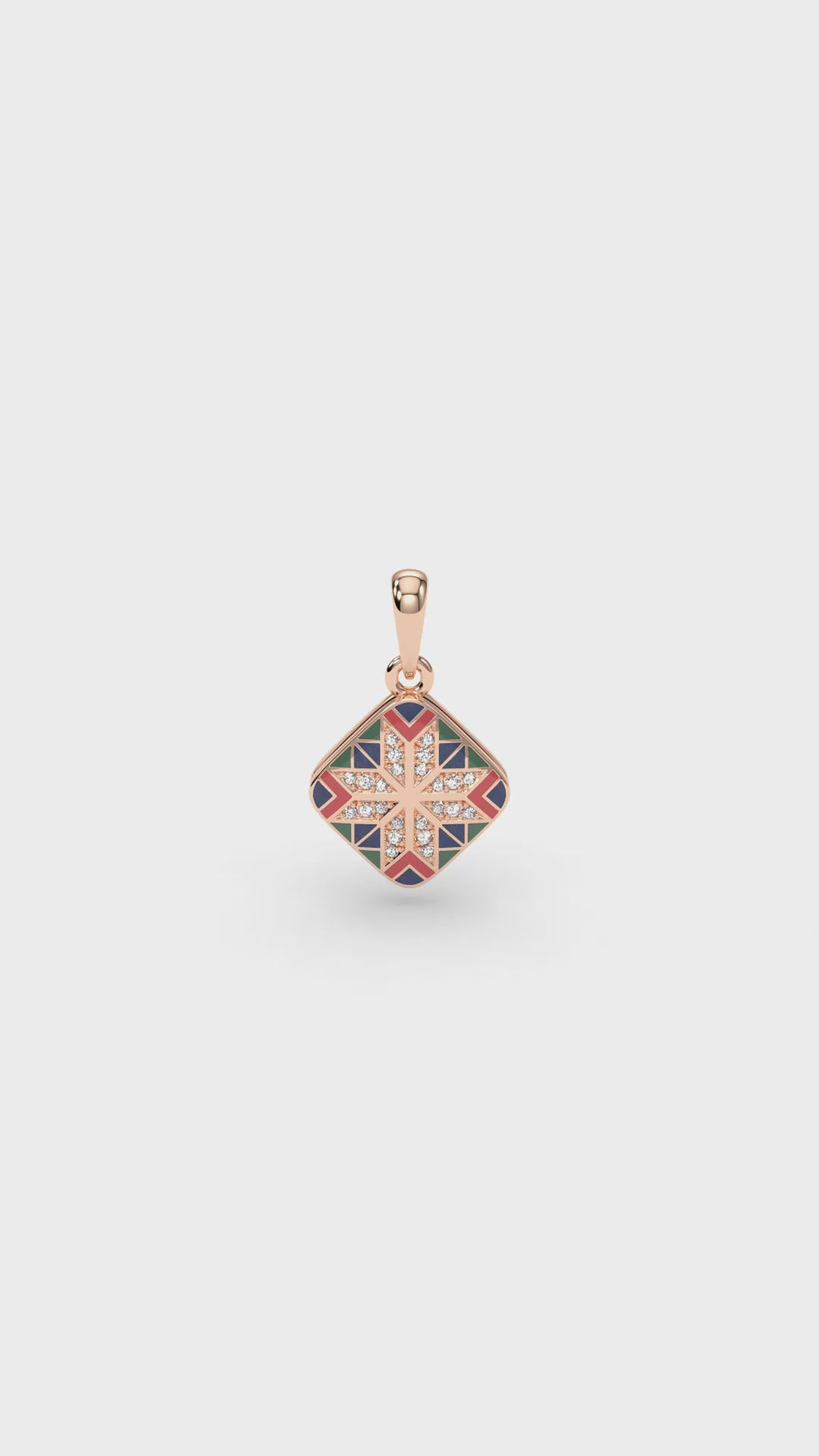 585 Gold Ukrainian Star Enamel Pendant in Red & Blue - Delisa Jewelry