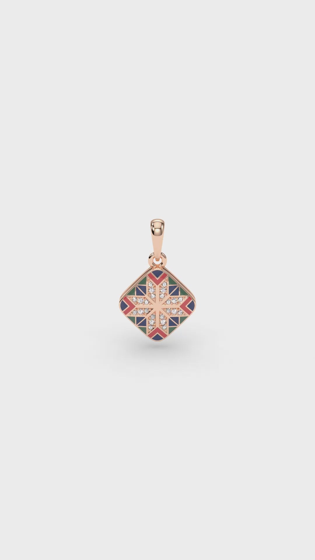 585 Gold Ukrainian Star Enamel Pendant in Red & Blue - Delisa Jewelry