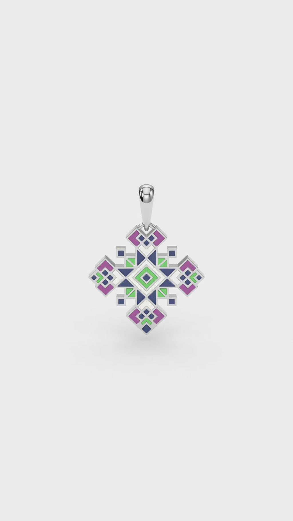 585 Gold Ukrainian Cross Enamel Pendant in Yellow & Purple