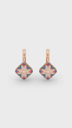 585 Gold Ukrainian Star Enamel Earrings - Red & Blue - Delisa Jewelry
