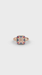585 Gold Ukrainian Star Enamel Ring - Red & Blue - Delisa Jewelry