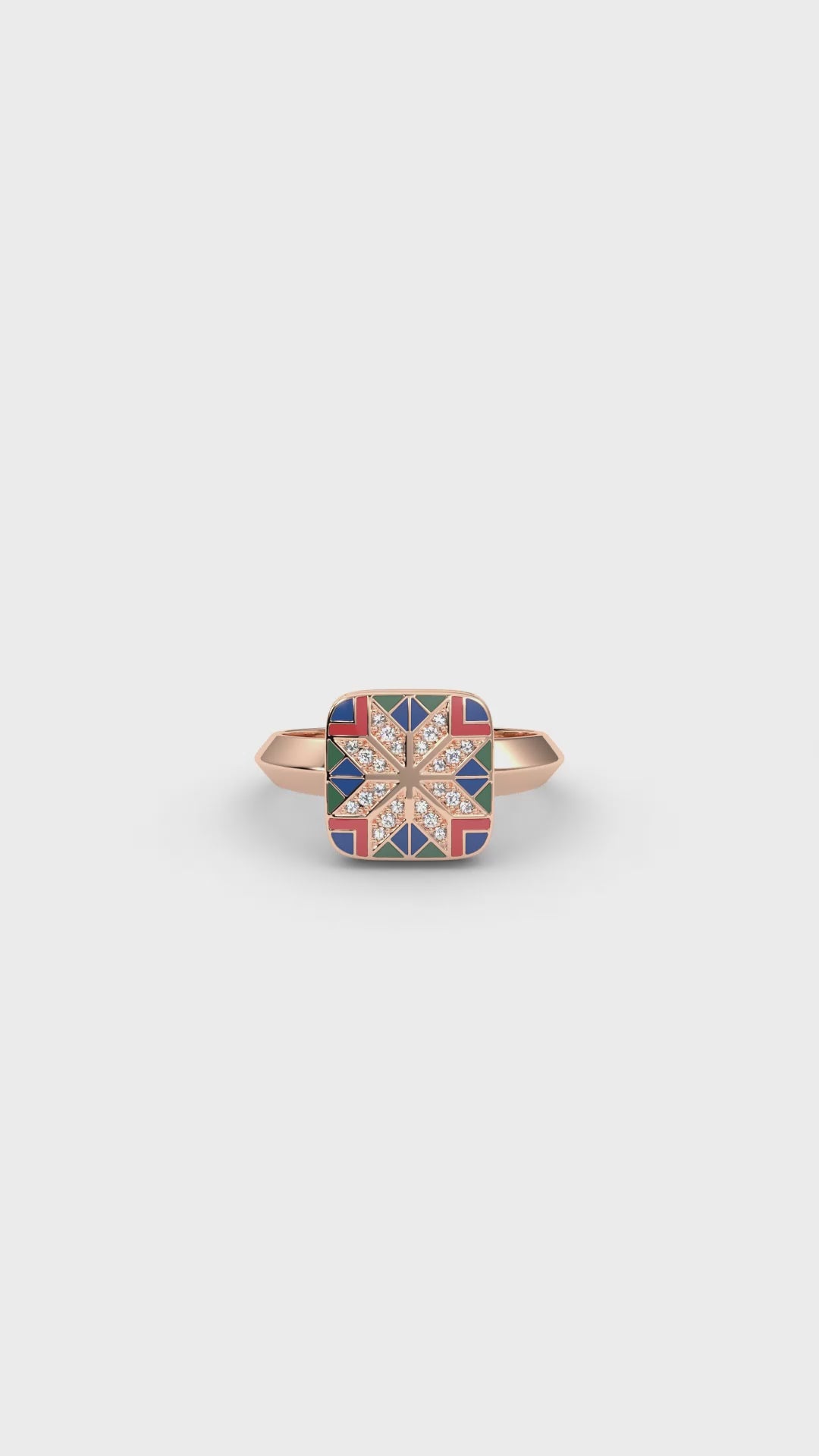 585 Gold Ukrainian Star Enamel Ring - Red & Blue - Delisa Jewelry